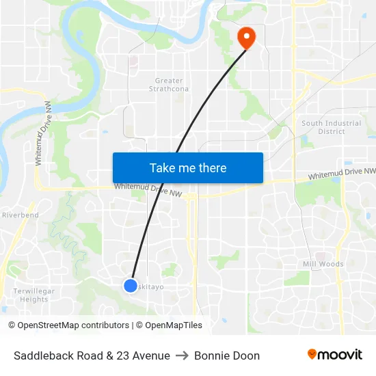 Saddleback Road & 23 Avenue to Bonnie Doon map