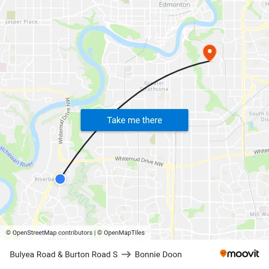 Bulyea Road & Burton Road S to Bonnie Doon map