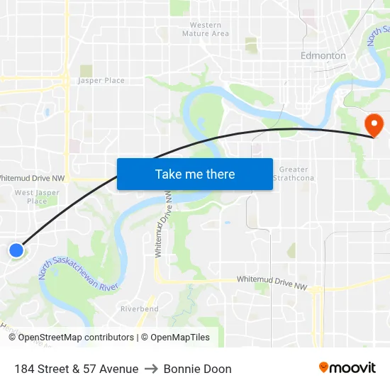 184 Street & 57 Avenue to Bonnie Doon map