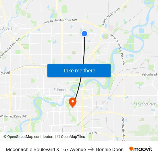 Mcconachie Boulevard & 167 Avenue to Bonnie Doon map