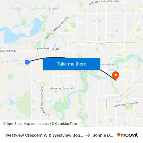 Westview Crescent W & Westview Boulevard to Bonnie Doon map