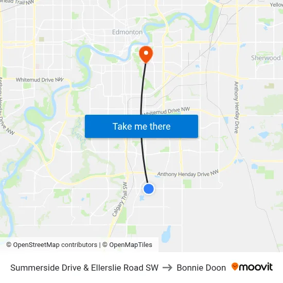 Summerside Drive & Ellerslie Road SW to Bonnie Doon map