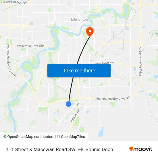 111 Street & Macewan Road SW to Bonnie Doon map