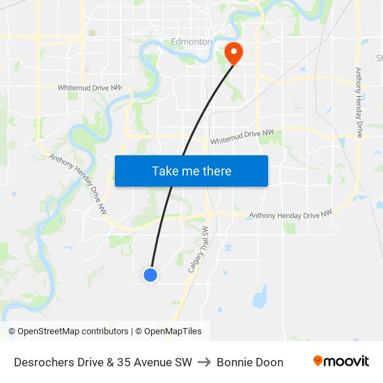 Desrochers Drive & 35 Avenue SW to Bonnie Doon map