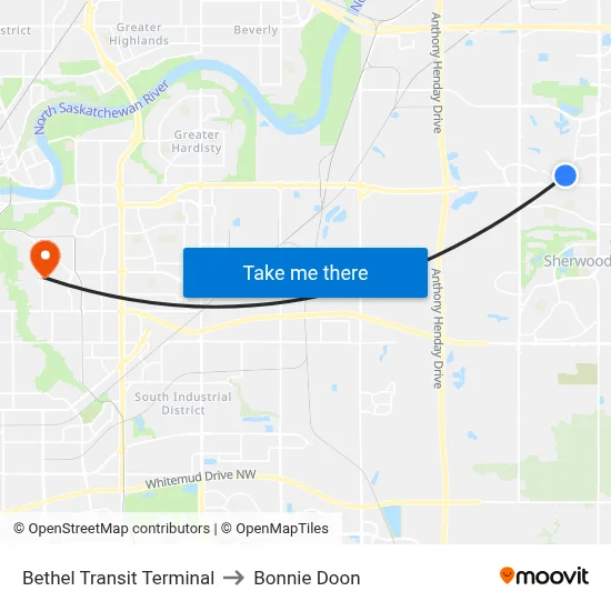 Bethel Transit Terminal to Bonnie Doon map