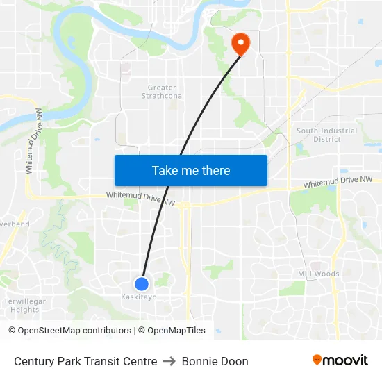 Century Park Transit Centre to Bonnie Doon map