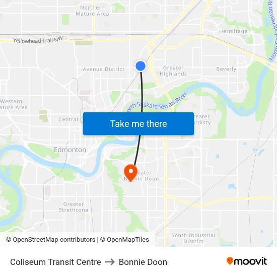 Coliseum Transit Centre to Bonnie Doon map