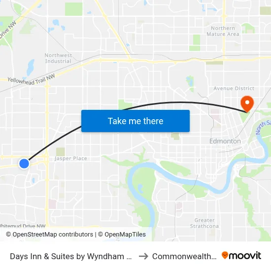 Days Inn & Suites by Wyndham West Edmonton to Commonwealth Stadium map