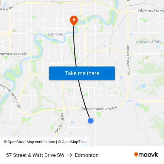 57 Street & Watt Drive SW to Edmonton map
