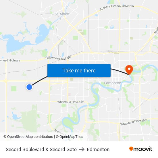 Secord Boulevard & Secord Gate to Edmonton map