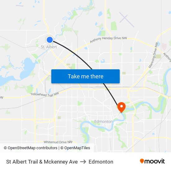 St Albert Trail & Mckenney Ave to Edmonton map