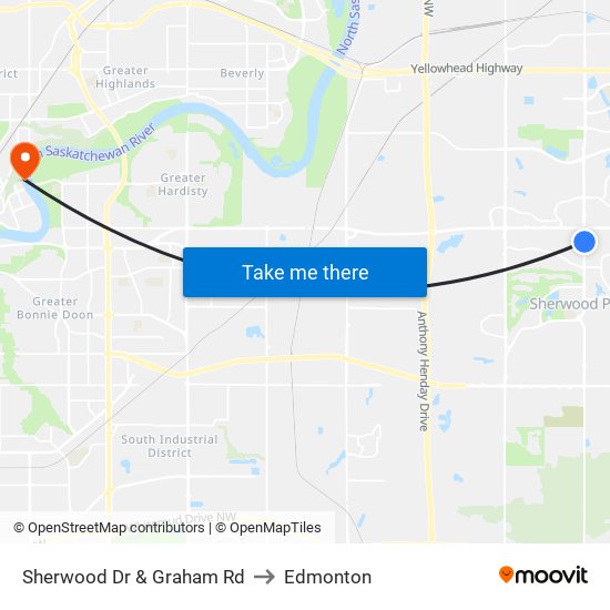 Sherwood Dr & Graham Rd to Edmonton map