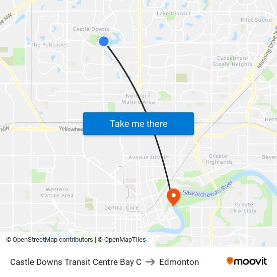 Castle Downs Transit Centre Bay C to Edmonton map