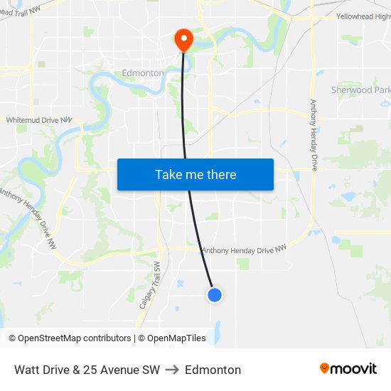 Watt Drive & 25 Avenue SW to Edmonton map