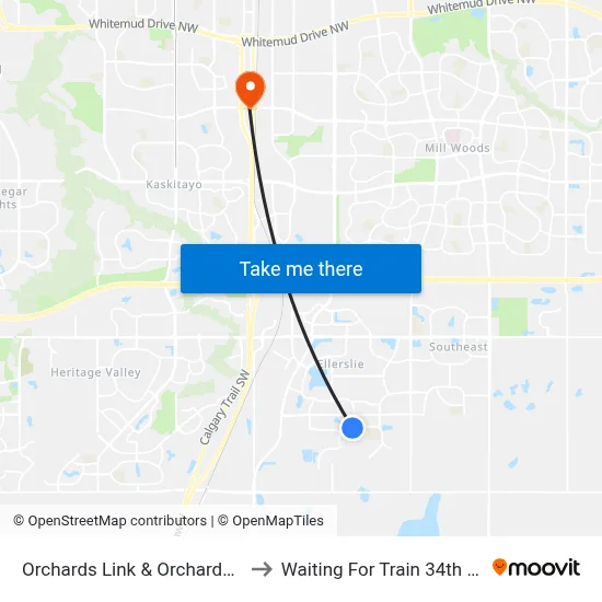 Orchards Link & Orchards Boulevard SW to Waiting For Train 34th Gateway Blvd. map