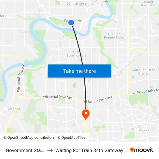 Government Station to Waiting For Train 34th Gateway Blvd. map