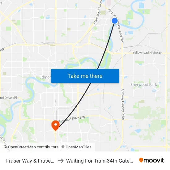 Fraser Way & Fraser Vista to Waiting For Train 34th Gateway Blvd. map