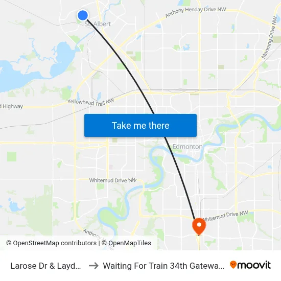 Larose Dr & Laydon Dr to Waiting For Train 34th Gateway Blvd. map