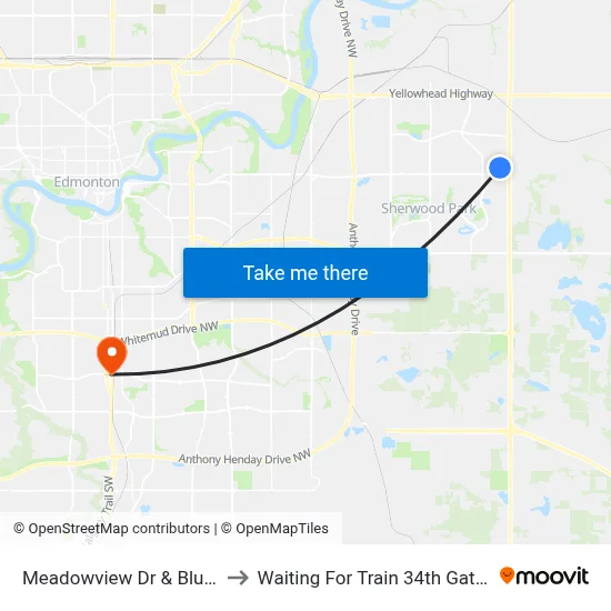 Meadowview Dr & Blueberry Cr to Waiting For Train 34th Gateway Blvd. map