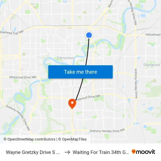 Wayne Gretzky Drive S & 118 Avenue to Waiting For Train 34th Gateway Blvd. map