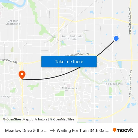 Meadow Drive & the Parkway to Waiting For Train 34th Gateway Blvd. map