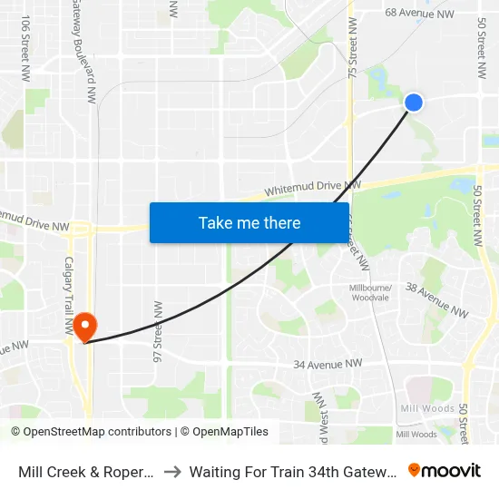 Mill Creek & Roper Road to Waiting For Train 34th Gateway Blvd. map
