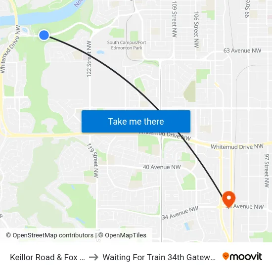 Keillor Road & Fox Drive to Waiting For Train 34th Gateway Blvd. map