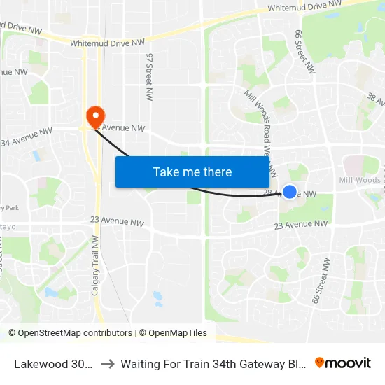Lakewood 3010 to Waiting For Train 34th Gateway Blvd. map