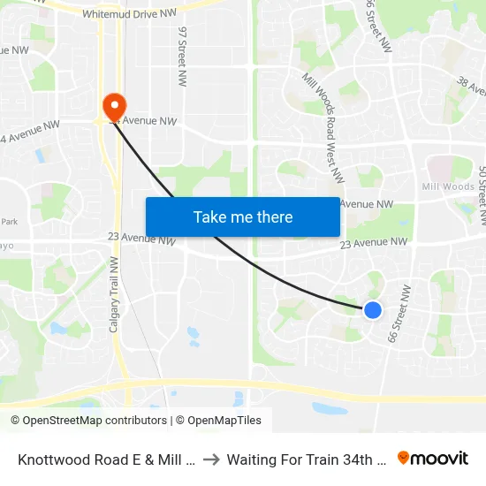 Knottwood Road E & Mill Woods Road S to Waiting For Train 34th Gateway Blvd. map