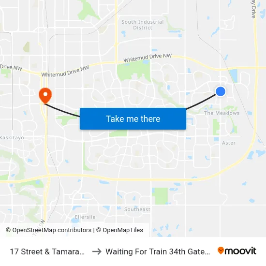 17 Street & Tamarack Gate to Waiting For Train 34th Gateway Blvd. map