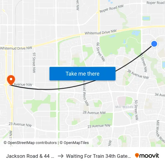 Jackson Road & 44 Avenue to Waiting For Train 34th Gateway Blvd. map
