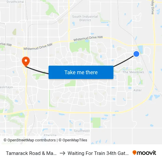Tamarack Road & Maple Road to Waiting For Train 34th Gateway Blvd. map