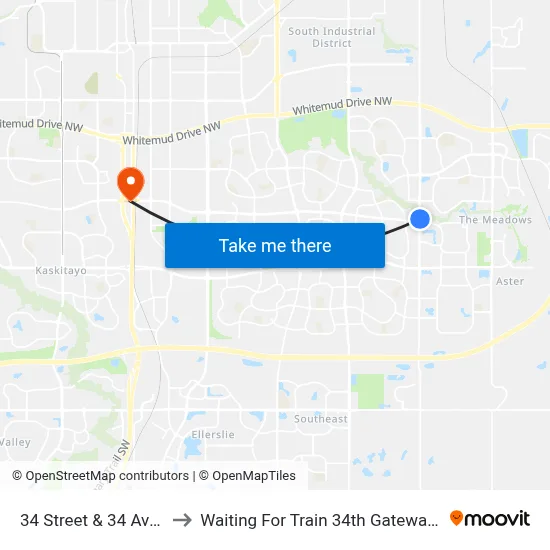 34 Street & 34 Avenue to Waiting For Train 34th Gateway Blvd. map