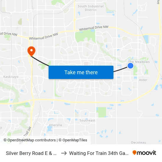 Silver Berry Road E & 30 Avenue to Waiting For Train 34th Gateway Blvd. map