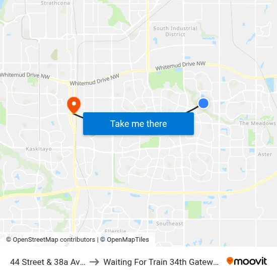 44 Street & 38a Avenue to Waiting For Train 34th Gateway Blvd. map