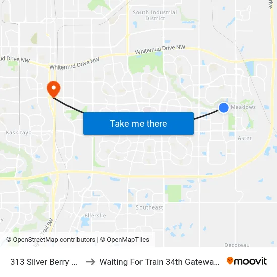 313 Silver Berry Road to Waiting For Train 34th Gateway Blvd. map