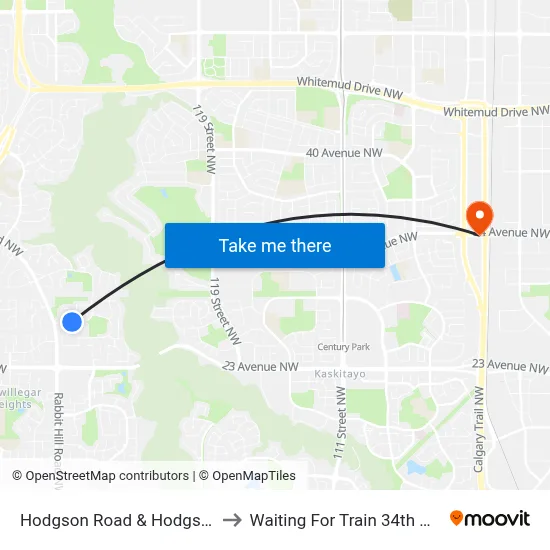 Hodgson Road & Hodgson Boulevard to Waiting For Train 34th Gateway Blvd. map