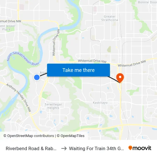 Riverbend Road & Rabbit Hill Road to Waiting For Train 34th Gateway Blvd. map