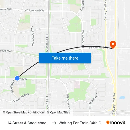 114 Street & Saddleback Road N Ent to Waiting For Train 34th Gateway Blvd. map
