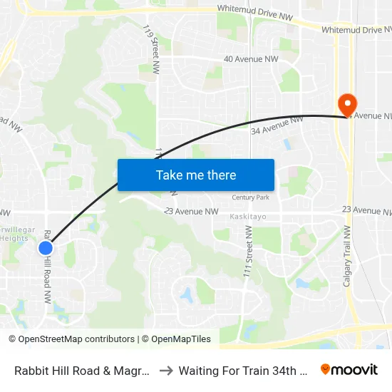 Rabbit Hill Road & Magrath Boulevard to Waiting For Train 34th Gateway Blvd. map
