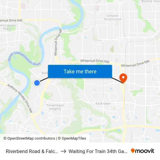 Riverbend Road & Falconer Gate to Waiting For Train 34th Gateway Blvd. map