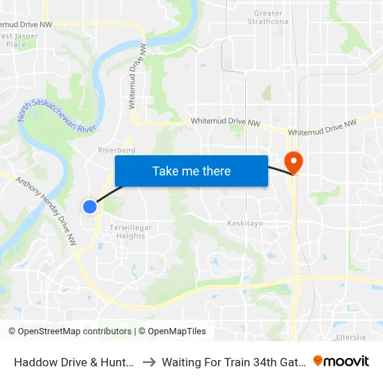 Haddow Drive & Hunters Green to Waiting For Train 34th Gateway Blvd. map