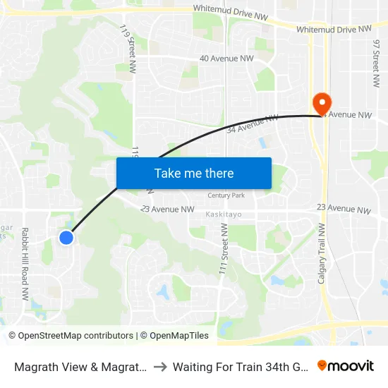 Magrath View & Magrath Boulevard to Waiting For Train 34th Gateway Blvd. map