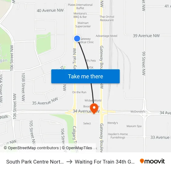 South Park Centre North Entrance to Waiting For Train 34th Gateway Blvd. map