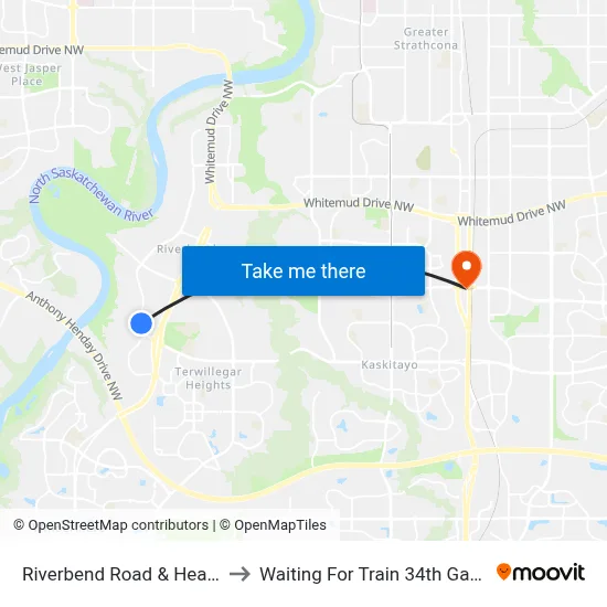 Riverbend Road & Heath Road S to Waiting For Train 34th Gateway Blvd. map