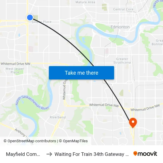 Mayfield Common to Waiting For Train 34th Gateway Blvd. map