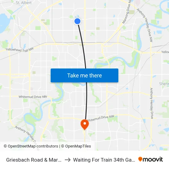 Griesbach Road & Martin Avenue to Waiting For Train 34th Gateway Blvd. map