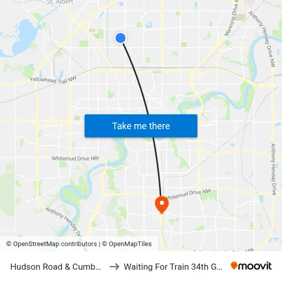 Hudson Road & Cumberland Road to Waiting For Train 34th Gateway Blvd. map