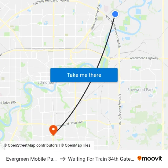 Evergreen Mobile Park Loop to Waiting For Train 34th Gateway Blvd. map