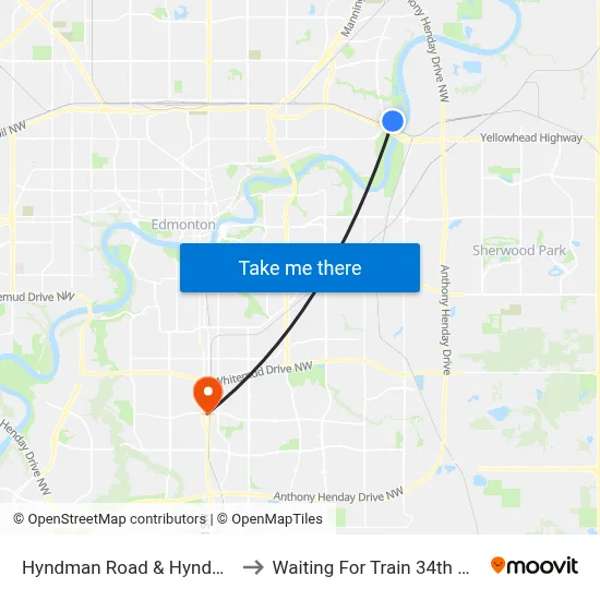 Hyndman Road & Hyndman Crescent to Waiting For Train 34th Gateway Blvd. map